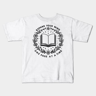 Expand your mind, one page at a time, Reading Books Lover Kids T-Shirt